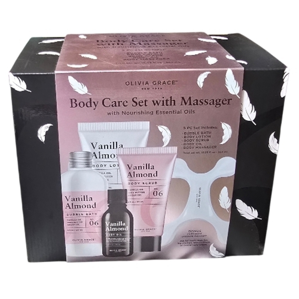 Vanilla Almond Body Care Gift Set With Massager